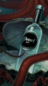 Pearl Vodka point of sale and on-premise illustration